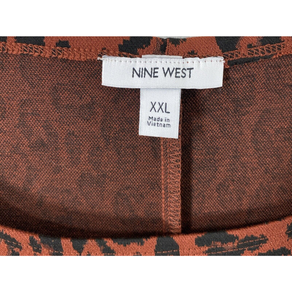 Nine West Dress Womens XXL Sheath‎ Brown Animal Print Career Office Sleeveless - Picture 3 of 8